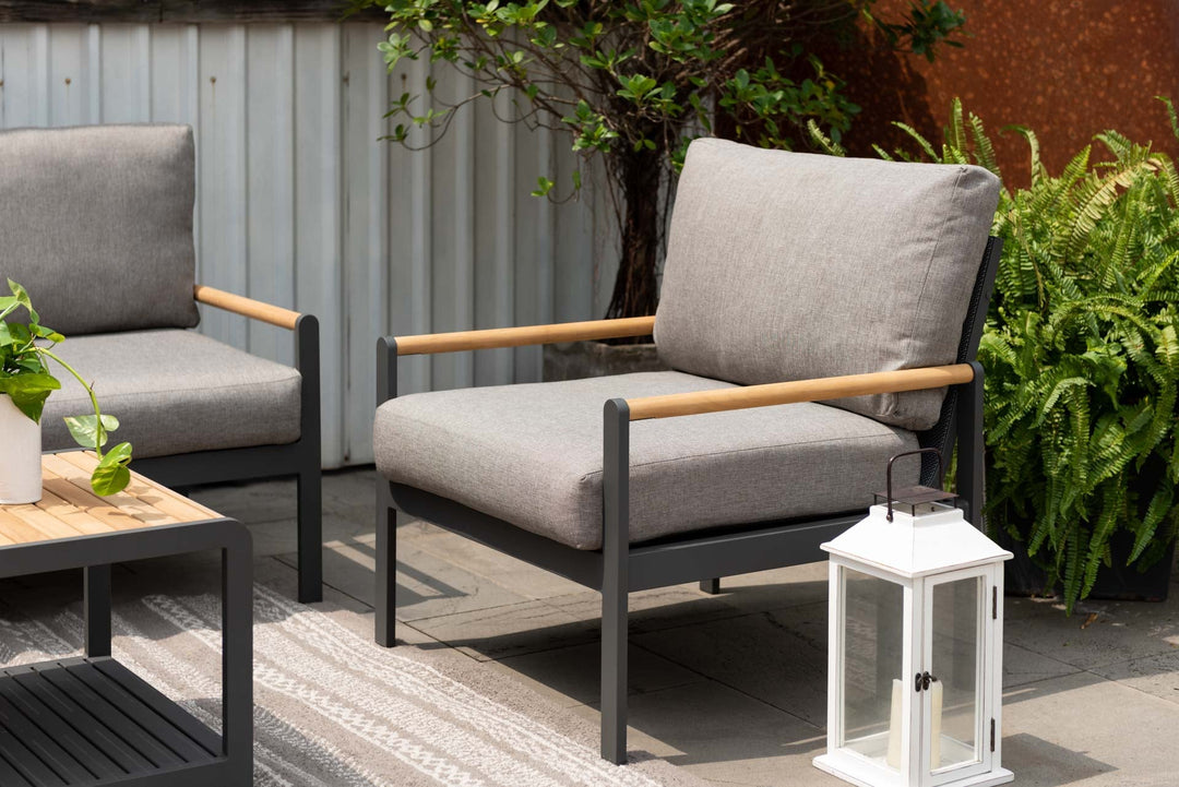 Amber Sofa Teak and Aluminum Chair