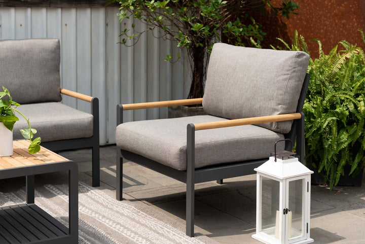 Amber Sofa Teak and Aluminum Chair