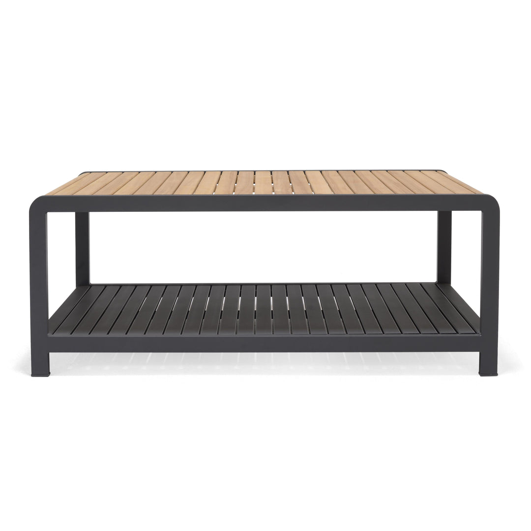 Amber Teak and Aluminum Rectangular Coffee Table