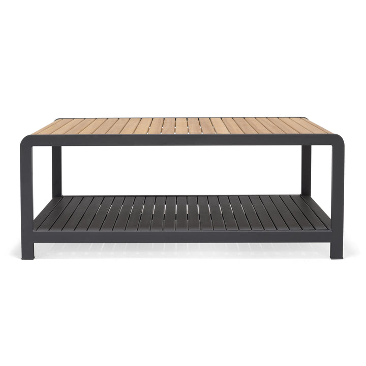 Amber Teak and Aluminum Rectangular Coffee Table
