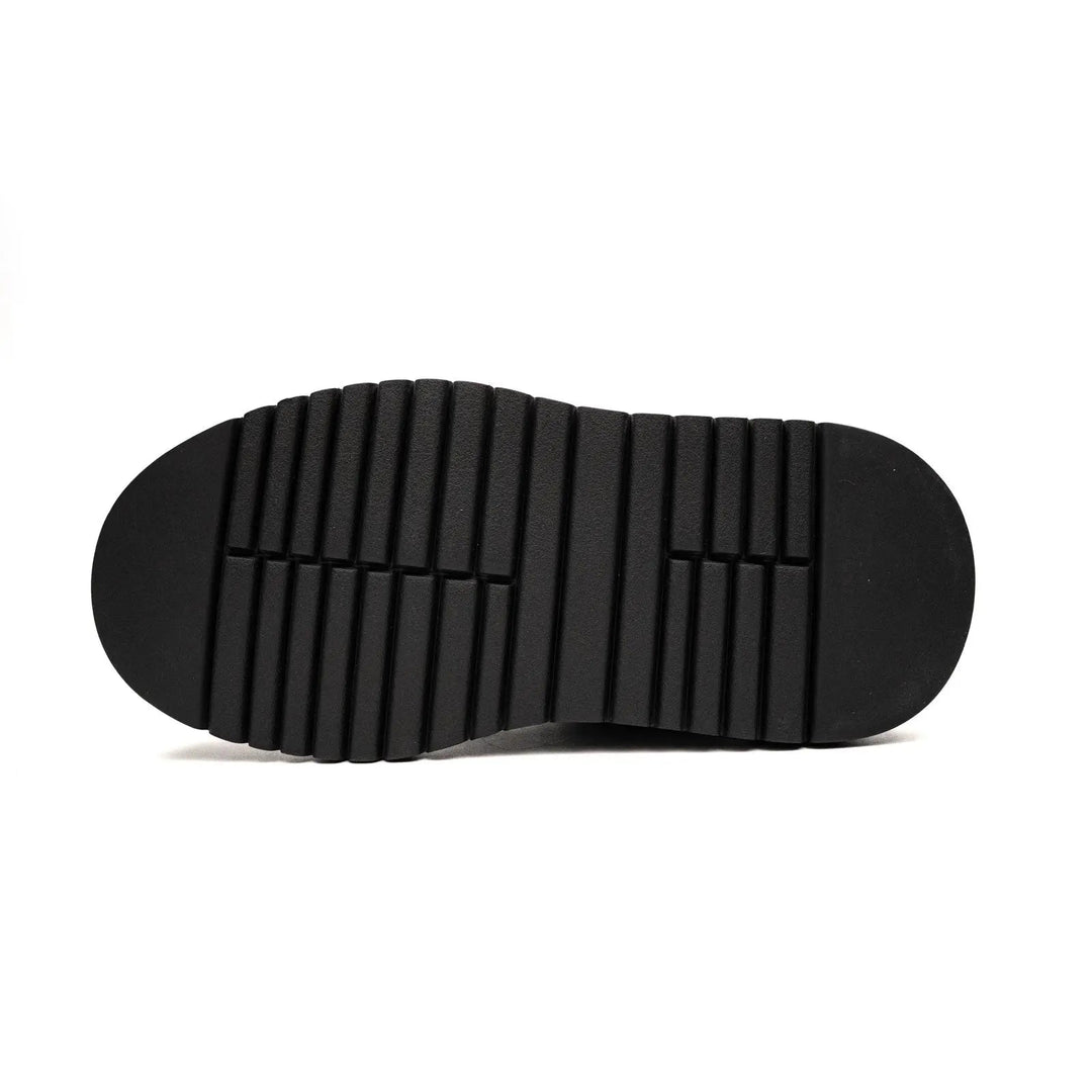 Black Studded Crocodile Leather Platform Sneakers