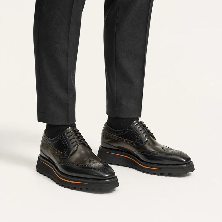 Patent leather shoes Platform brogues Black