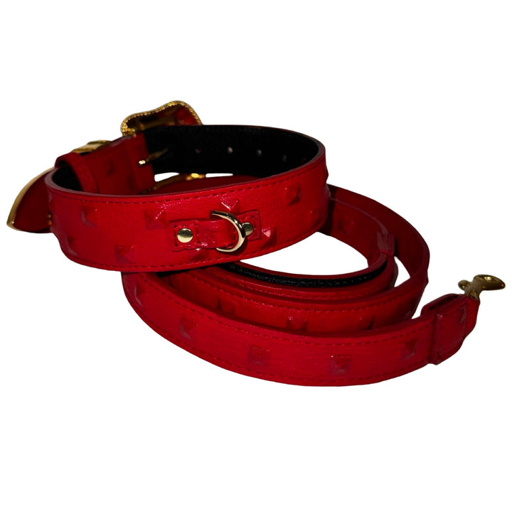 Bella Rosso Swarovski Crystal Collar &amp; Leash Set