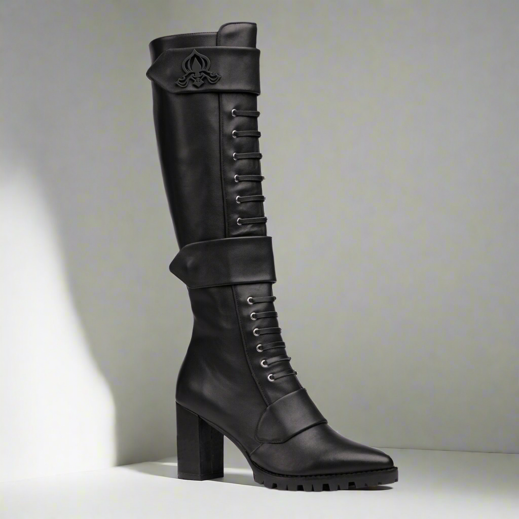 Michaela V Aspen Marta Black Leather Boots