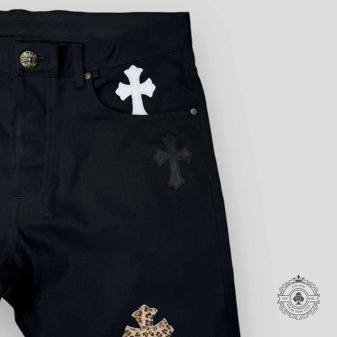 Chrome Hearts Cross Patch Raw Denim Jeans