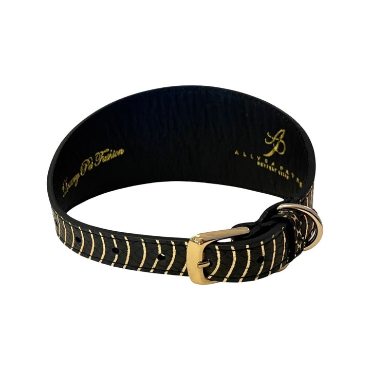 Gold &amp; Black Snake 3” Wide Style Gatsby Collar