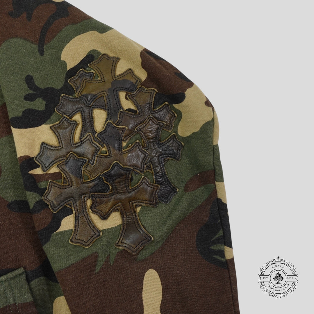 Chrome Hearts Vintage Cross Patch Thermal Zip Up Hoodie