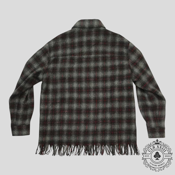 Amiri Fringe Wool Overshirt in Grey