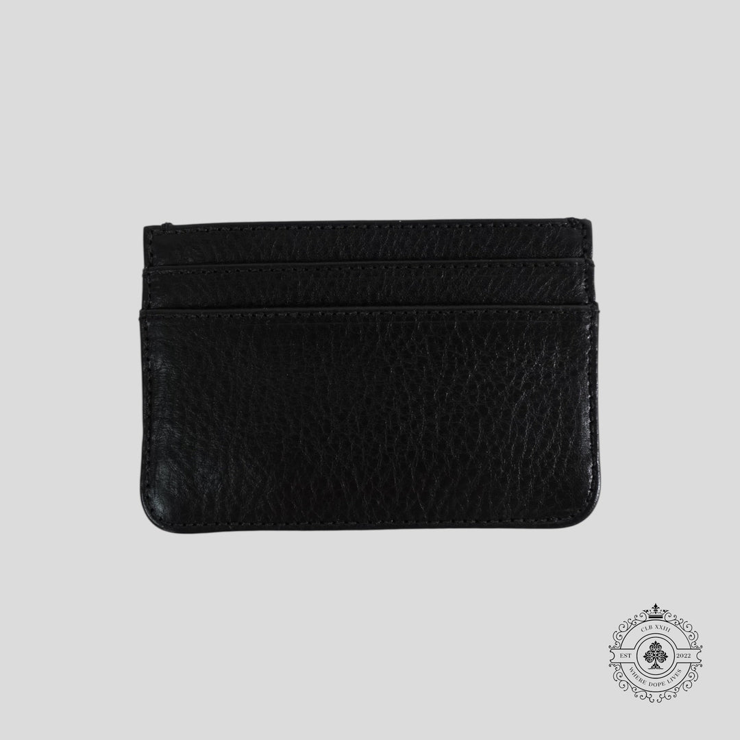 Chrome Hearts Leather Scroll Plate Cardholder in Black