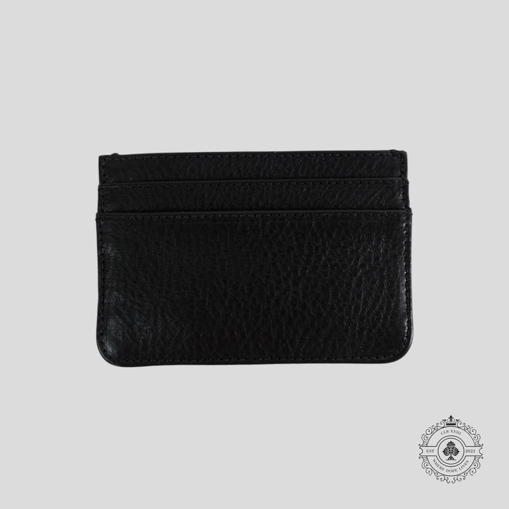 Chrome Hearts Leather Scroll Plate Cardholder in Black
