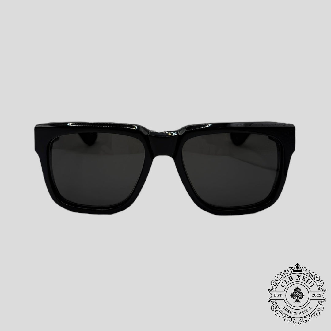 Chrome Hearts Diamond Embellished Box Officer Sunglasses in Black/Silver
