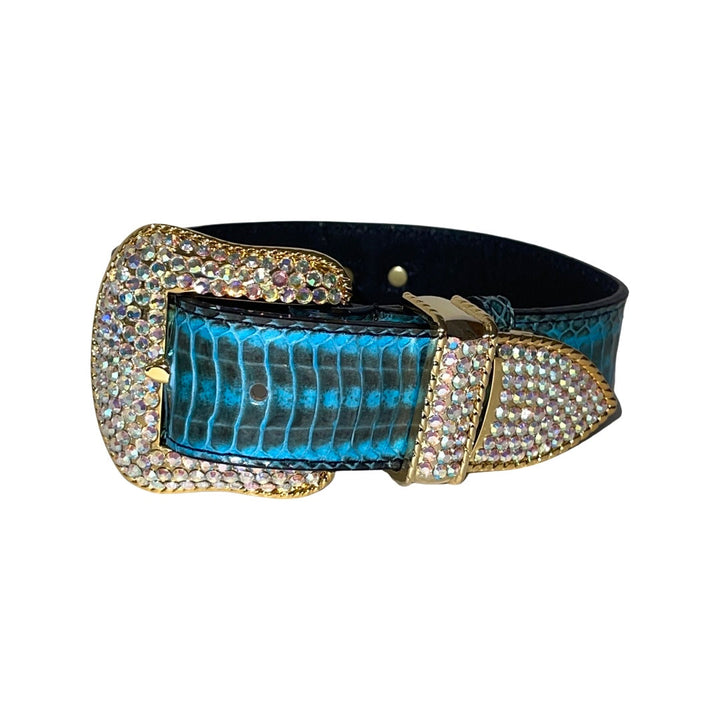 Turquoise &amp; Black Swarovski Crystal Hardware Snake Collar