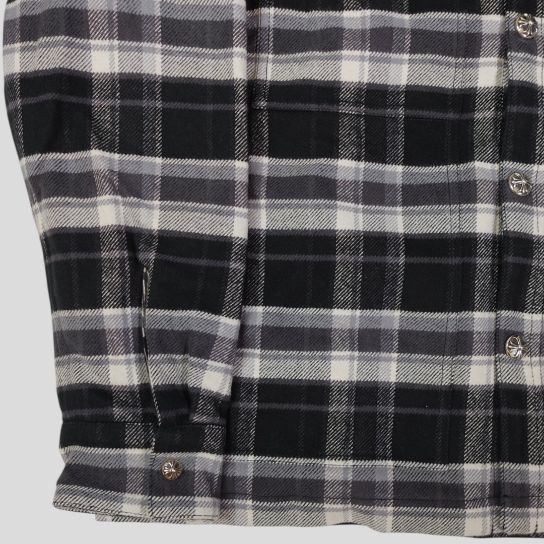 Chrome Hearts Padded Flannel Shirt in Black/White