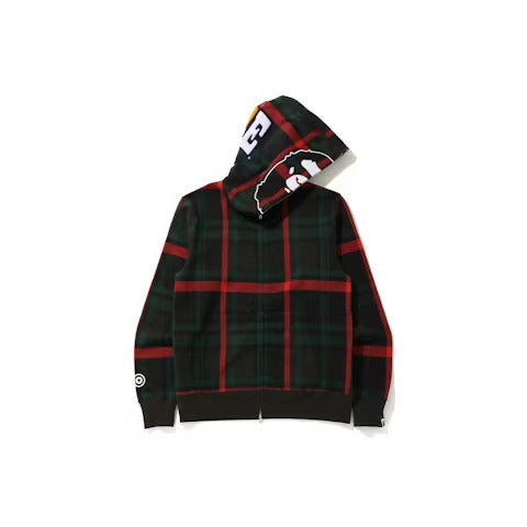 BAPE Check 2nd Ape Wide Full Zip Hoodie Green