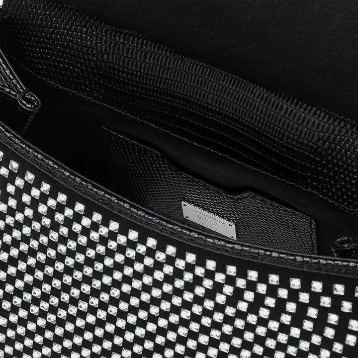 Dolce&Gabbana Black Sicily Medium Handbag With Crystals Women