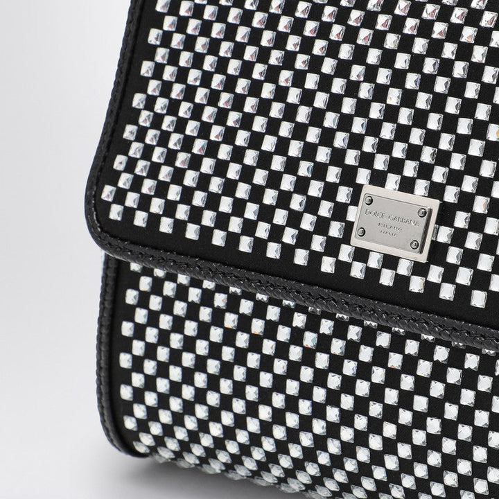 Dolce&Gabbana Black Sicily Medium Handbag With Crystals Women