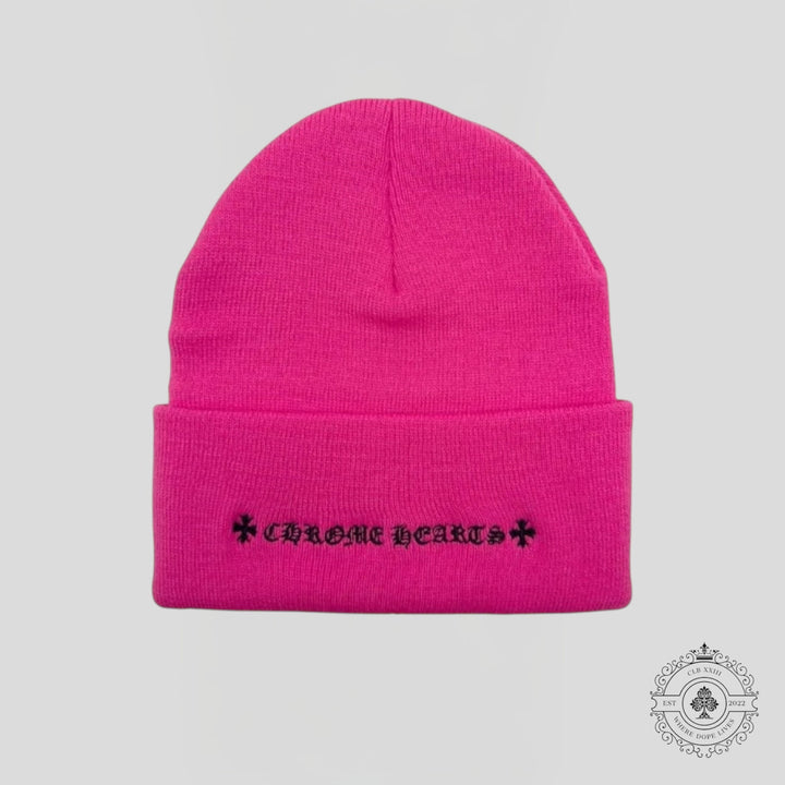 Chrome Hearts CH Logo Embroidered Beanie in Hot Pink