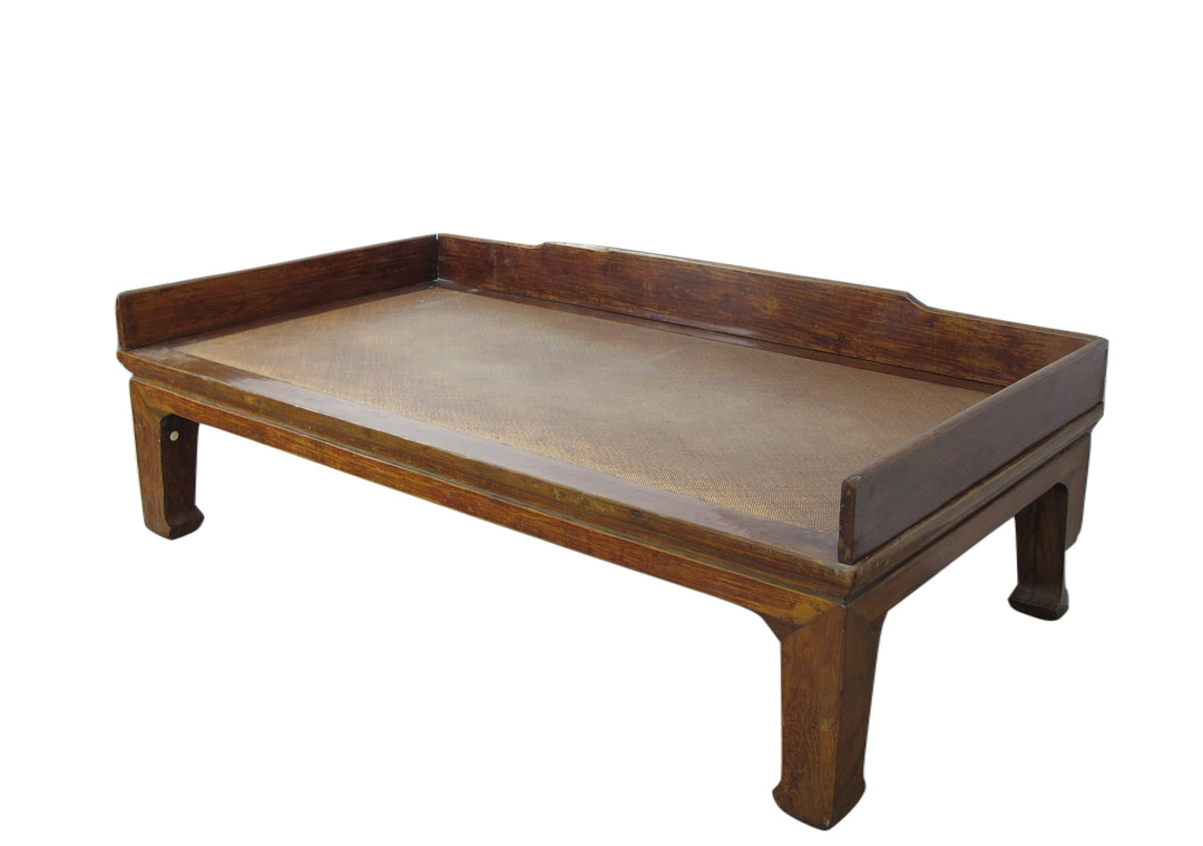 Wooden tray with a brown surface on a white background