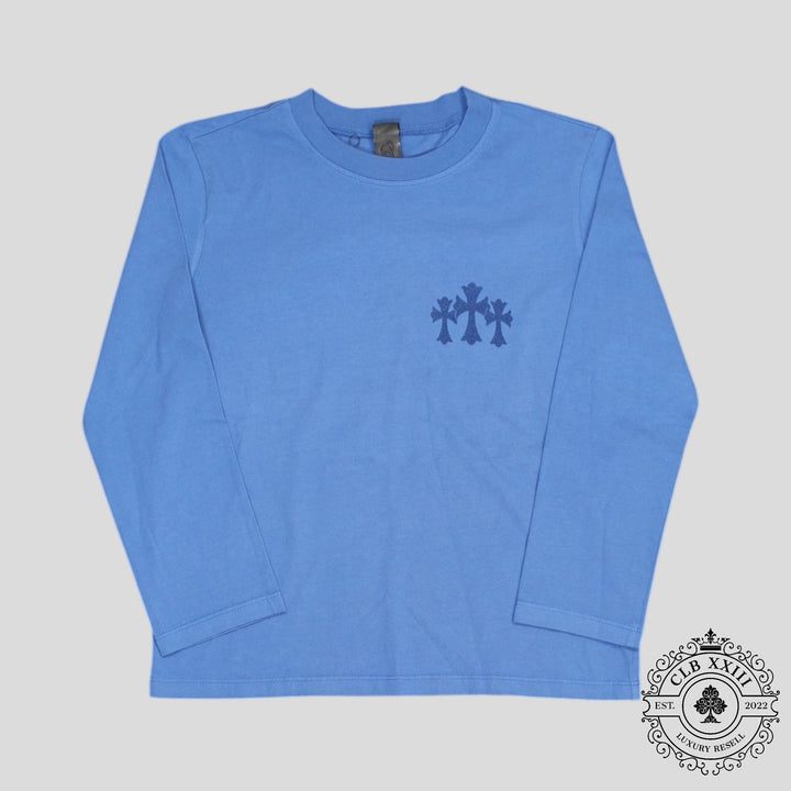 Chrome Hearts Women's Triple Cross Flocked Long Sleeve in Blue