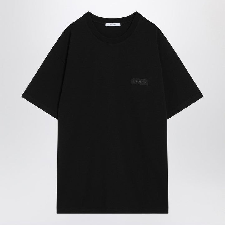 Givenchy Black Cotton T-Shirt With Logo Patch Men