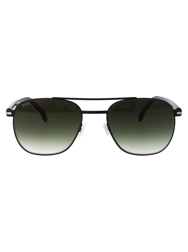 BOSS Matte Silver Black Stainless Steel Sunglasses for Men