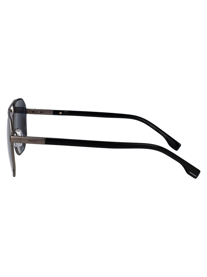 HUGO BOSS Matte Dark Ruthenium Steel Sunglasses for Men