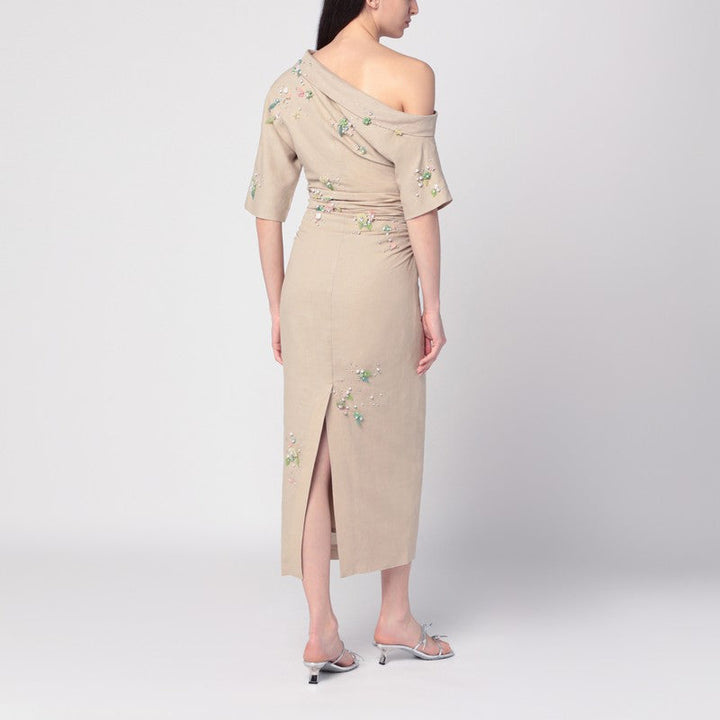 Bernadette Beige Embroidered Bowery Dress Women
