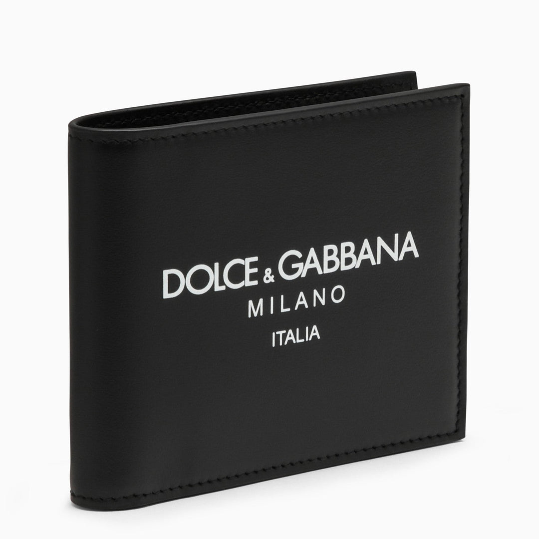 Dolce&amp;Gabbana Black Leather Bi Fold Wallet With Logo
