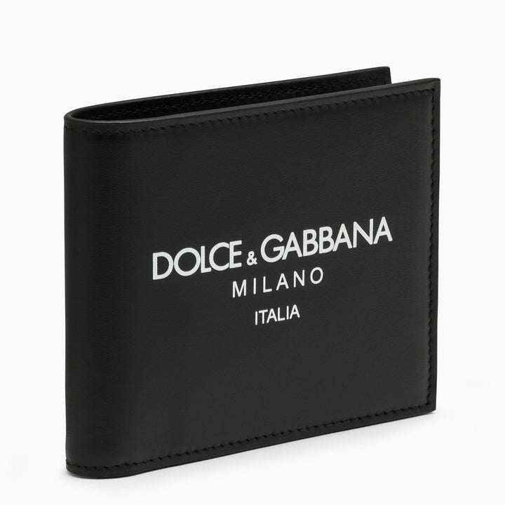 Dolce&amp;Gabbana Black Leather Bi Fold Wallet With Logo