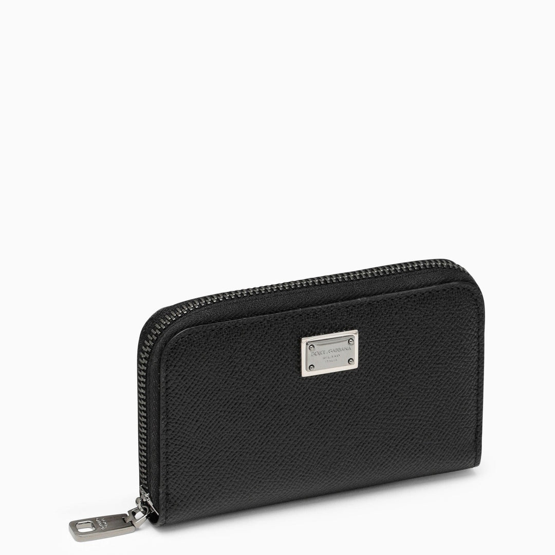 Dolce &amp; Gabbana Black Dauphine Leather Zipped Wallet