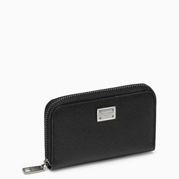 Dolce &amp; Gabbana Black Dauphine Leather Zipped Wallet