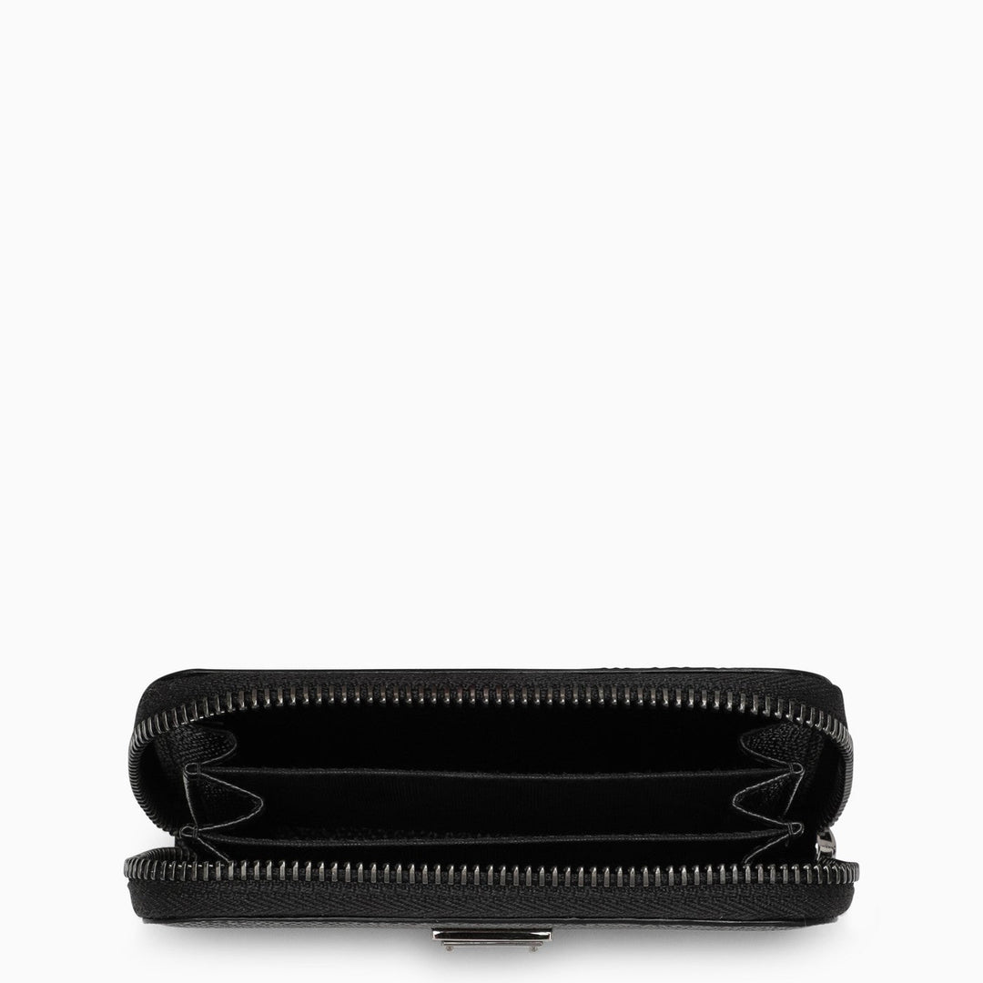 Dolce &amp; Gabbana Black Dauphine Leather Zipped Wallet