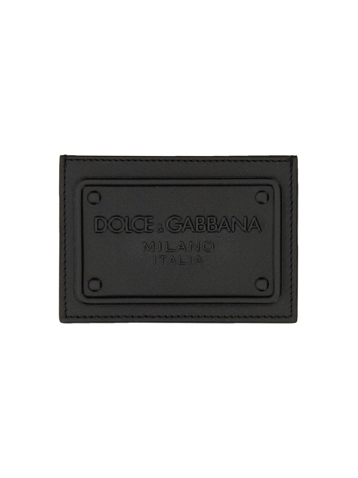 DOLCE &amp; GABBANA Leather Mini Card Holder with Logo