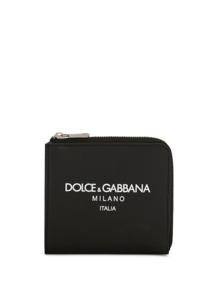 DOLCE &amp; GABBANA Logo Print Leather Mini Wallet
