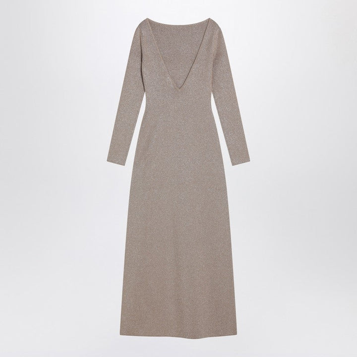 Max Mara Pianoforte Beige Dress In Viscose And Lurex Yarn Women