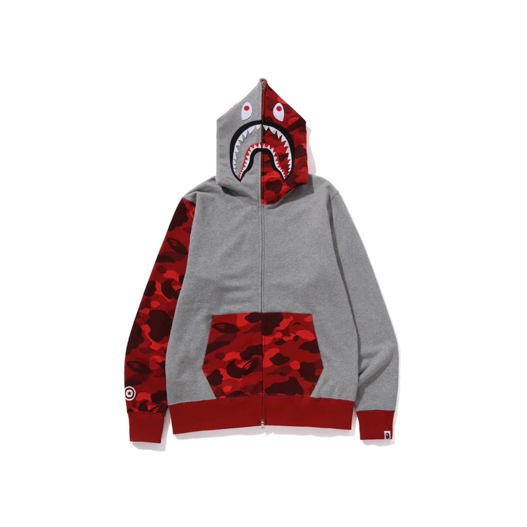 BAPE Color Camo Shark Full Zip Hoodie 'Red/Grey