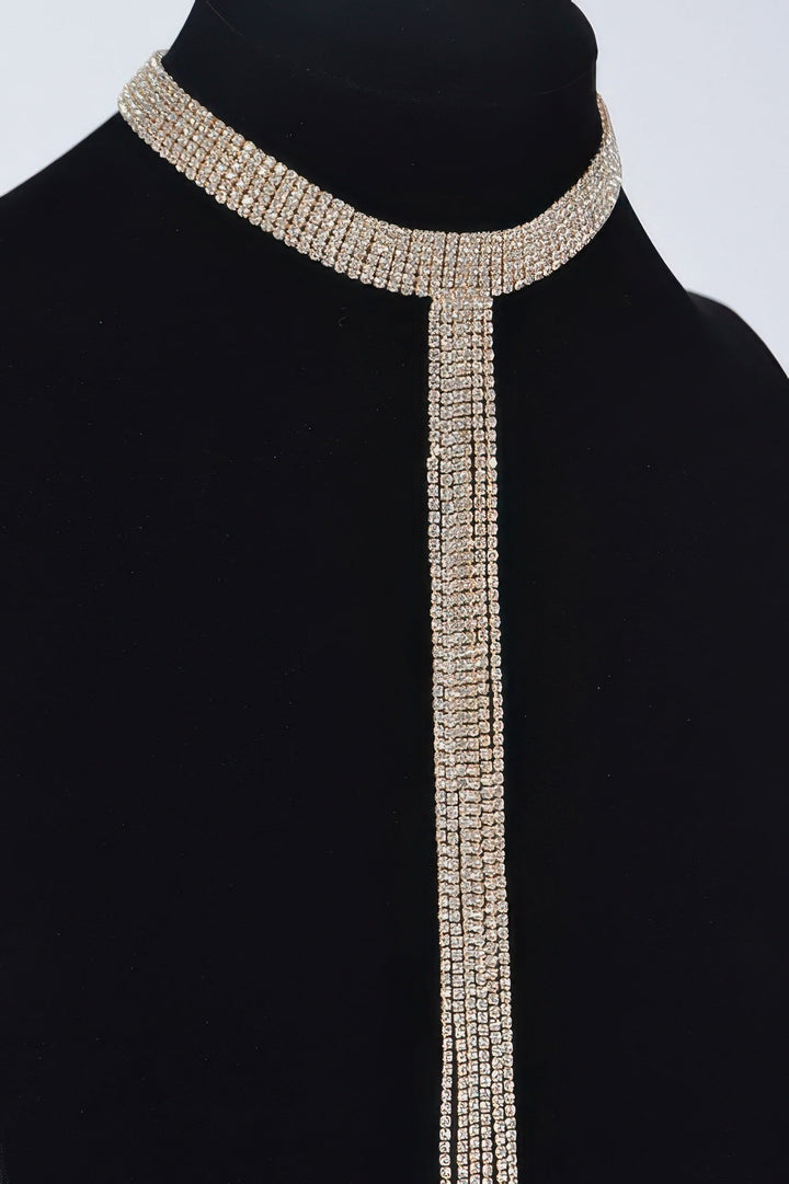 Bar Line Rhinestone Choker Necklace | BYMANYC ® New York Elegance