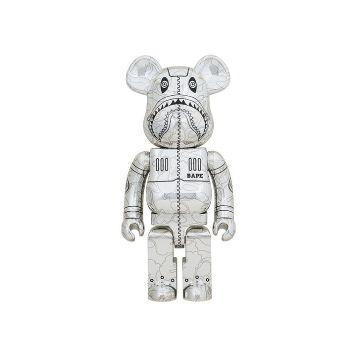 Bearbrick x BAPE x Hajime Sorayama Camo Shark 1000% Silver