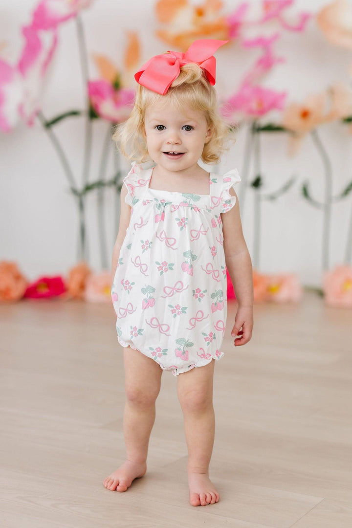 Berries &amp; Bows Ruffle Cross Back Romper