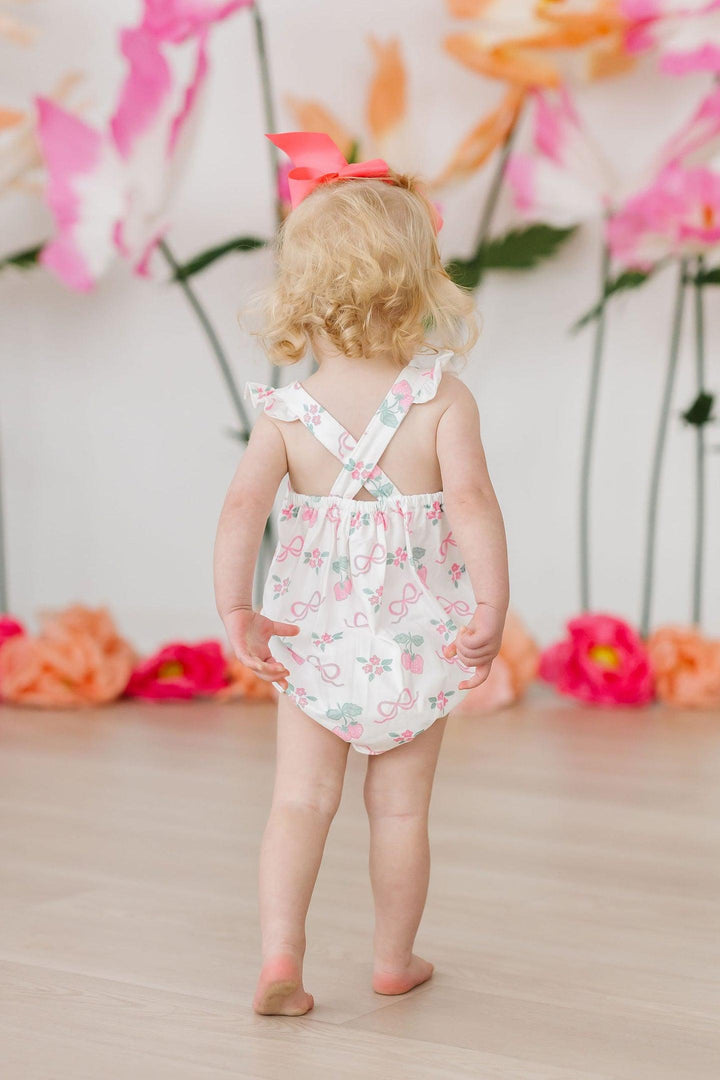 Berries &amp; Bows Ruffle Cross Back Romper