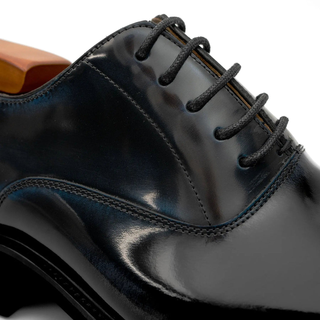 Blue Cap-Toe Calf Leather Oxford Shoes