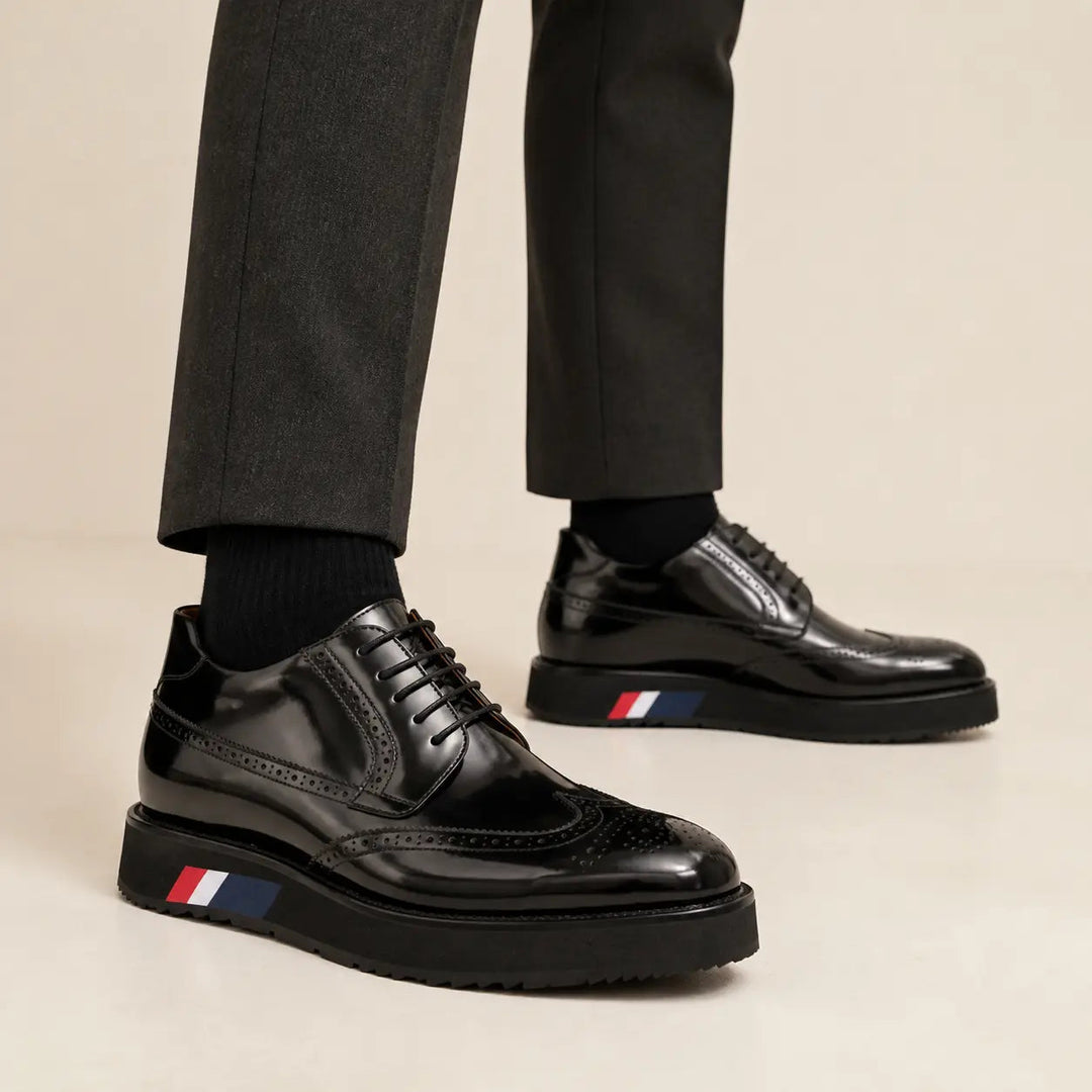 DIVINCH Black Patent Brogue Bootie