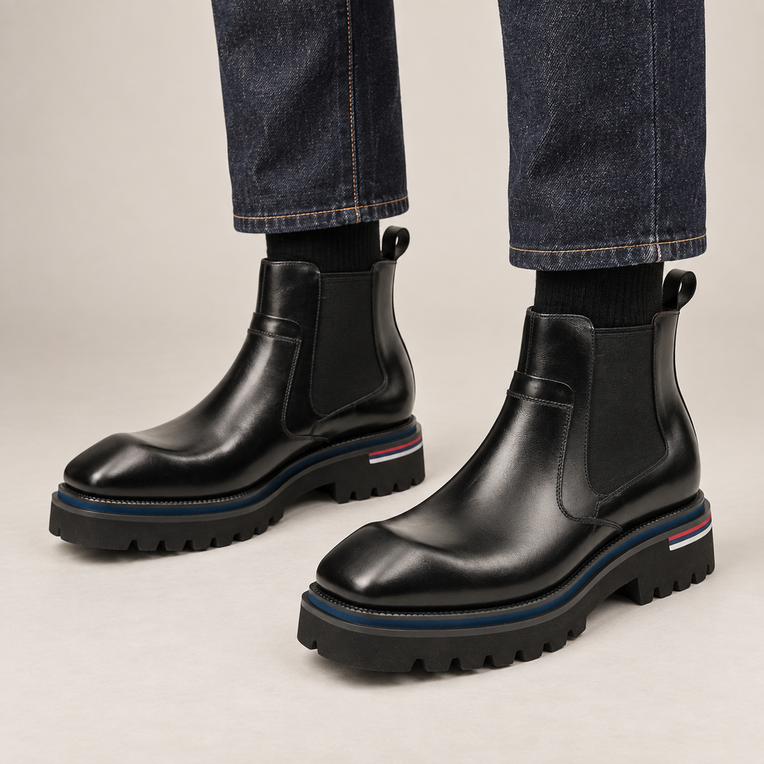 Black Calf Leather Chelsea Boots