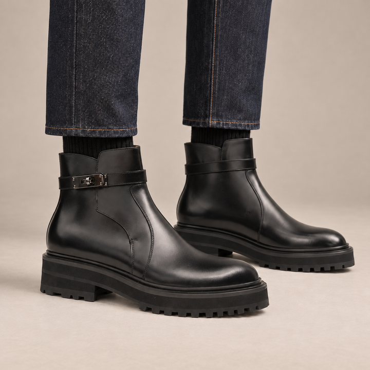 Black Calf Leather Chelsea Boots