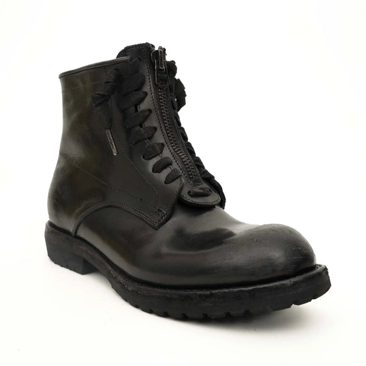 Black Plain-Toe Calf Leather Ankle Boots