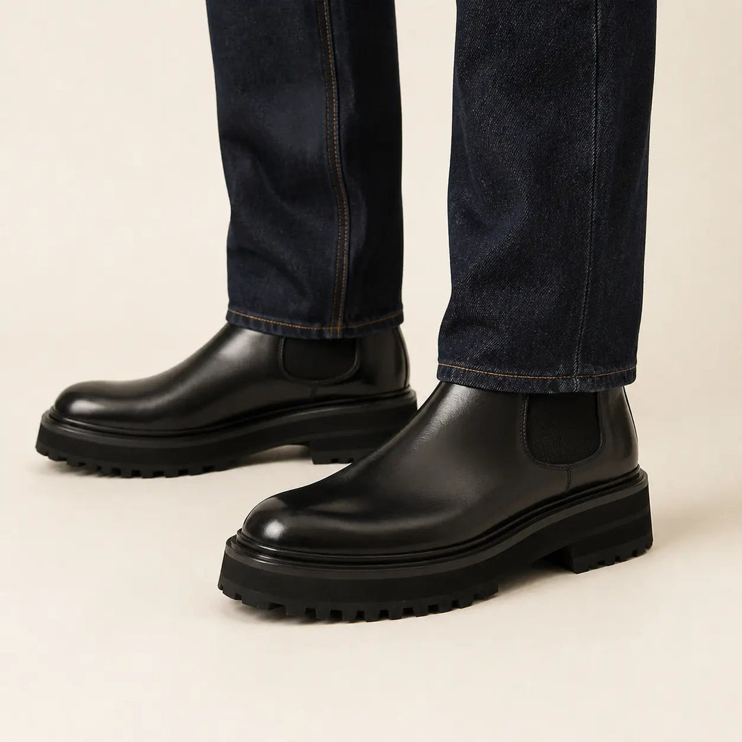 Black Leather Platform Chelsea
