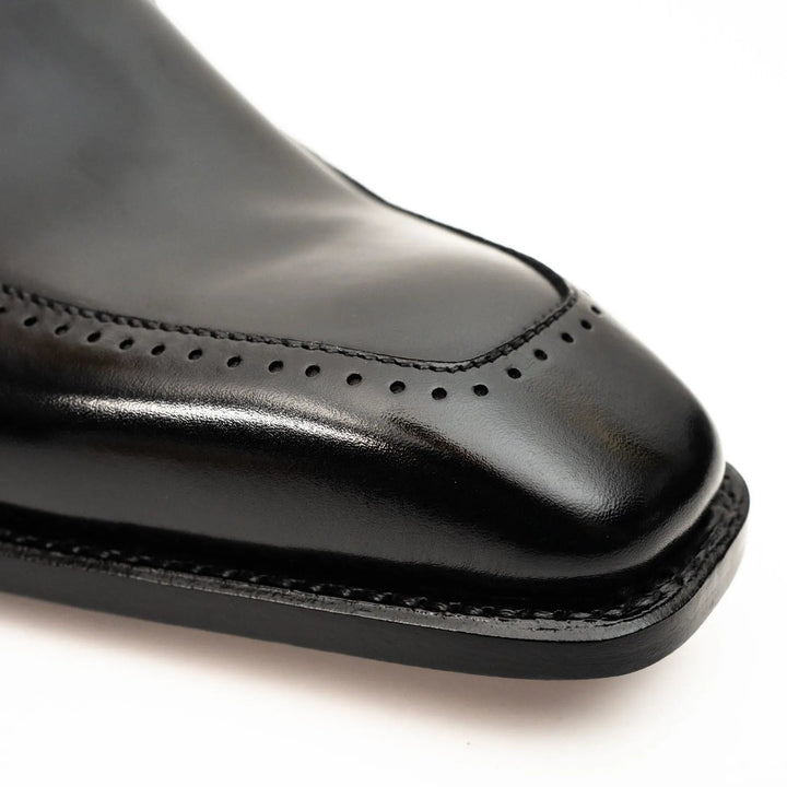 Black Square-Toe Calf Leather Derby Shoes