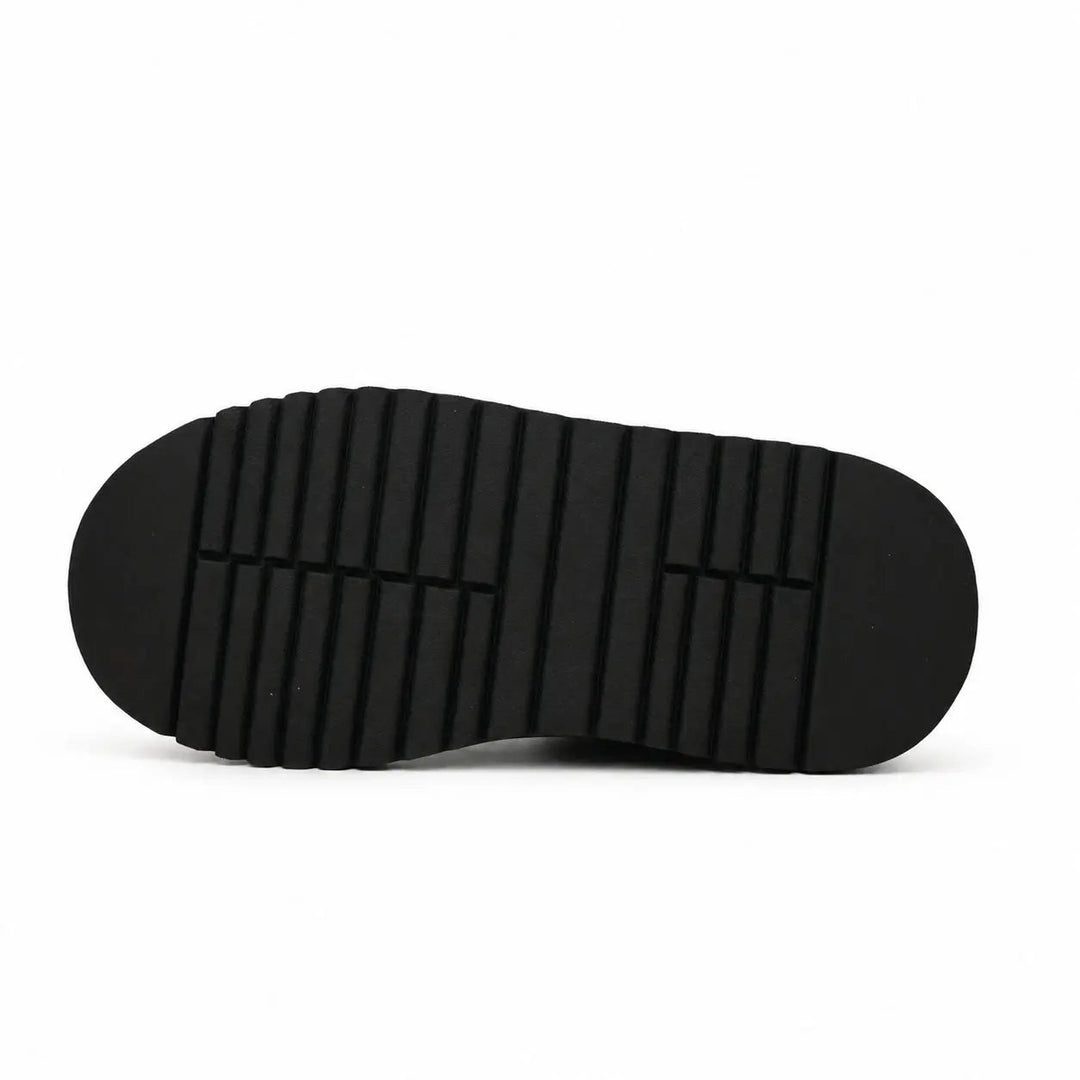 Black Platform Calf &amp; Crocodile Leather Derby Shoes
