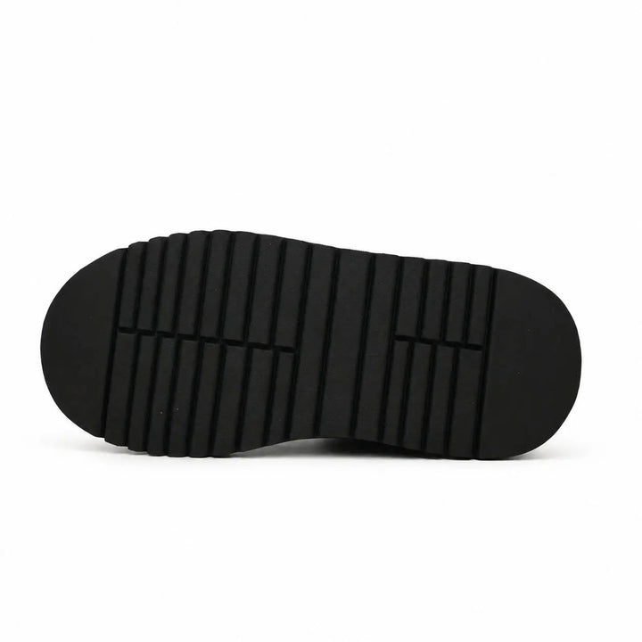 Black Platform Calf &amp; Crocodile Leather Derby Shoes