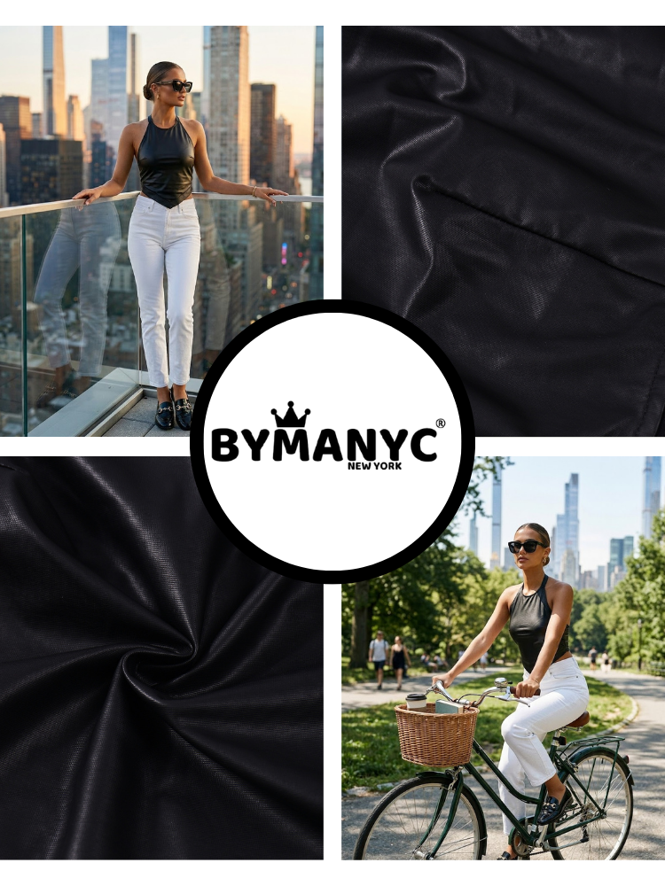 Black DUMBO Waxed Halter Top Prêt-à-Porter BYMANYC ® New York